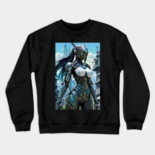 Anime Cybernetic Female Soldier Cyborg Mecha futuristic poster Crewneck Sweatshirt